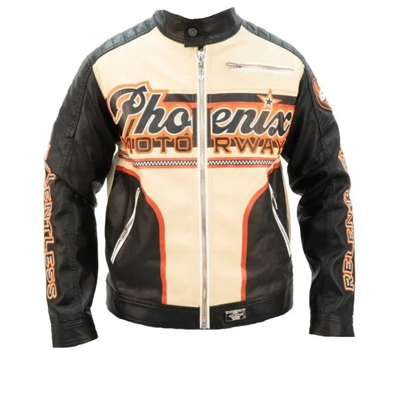Watson Men’s “Phoenix” Moto Jacket – Cream/Black